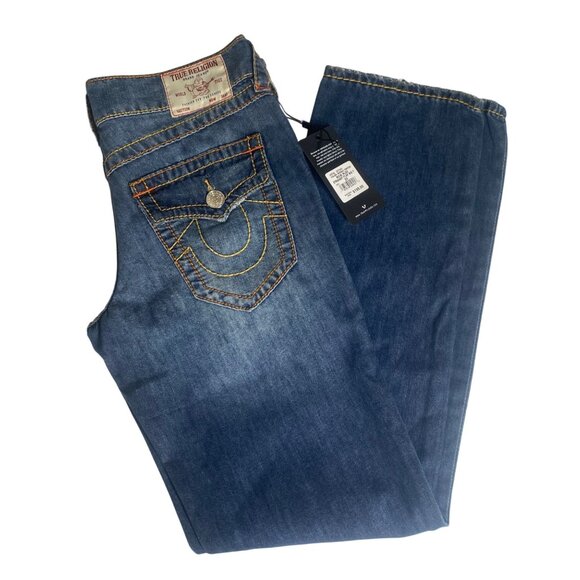 True Religion Ricki Jeans Mens Size 25X32 Dark Wash Relaxed Straight 207444 NWT - Picture 1 of 16